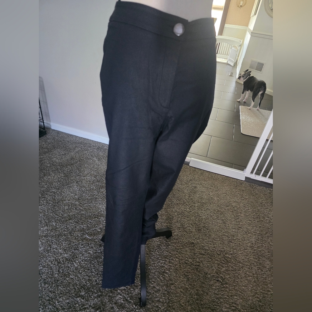 Lauren Vidal Black High-Waist Straight-Leg Pants